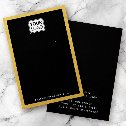 カスタムロゴロフェイク金ゴールド縁どイヤリング表示カード