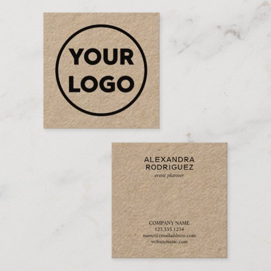 カスタムロゴロングネームミニマルクラフト スクエア名刺 (正面/裏面)