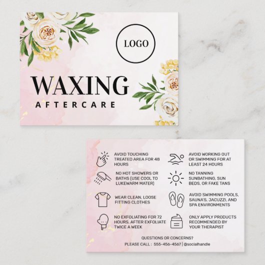 カスタムロゴワックスアフターケアカード  名刺 (正面/裏面)