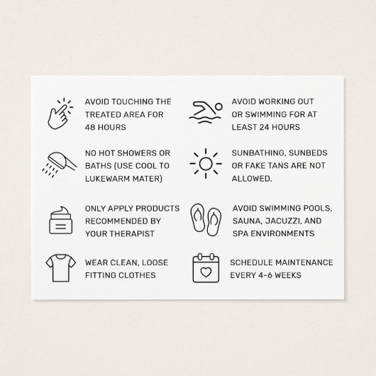 カスタムロゴワックモダンシング・アフターケアカード (裏面)