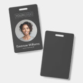 カスタムロゴ丸い写真ダークグレー従業員名id バッジ (正面＆裏面)