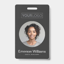 カスタムロゴ丸い写真ダークグレー従業員名id バッジ