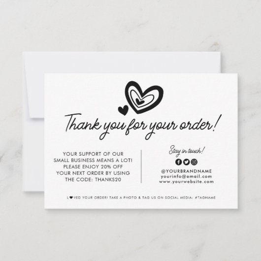 カスタムロゴ事業会社ブランドのパッケージ注文 サンキューカード (正面)