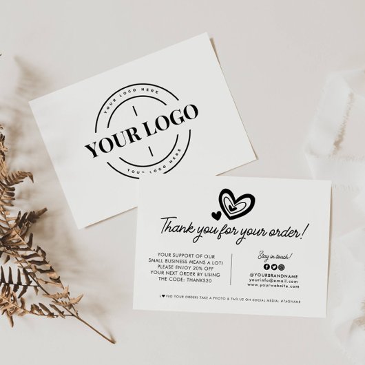 カスタムロゴ事業会社ブランドのパッケージ注文 サンキューカード