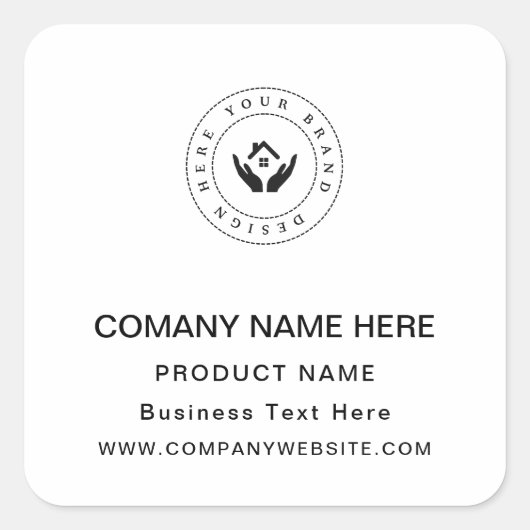 カスタムロゴ事業名個人文字及びウェブサイト スクエアシール (正面)