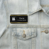 カスタムロゴ付き黒および金ゴールドのビジネス名タグ 名札 (インサイチュ)