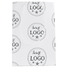 カスタムロゴ付き クラシックホワイト ミディアム ギフトバッグ