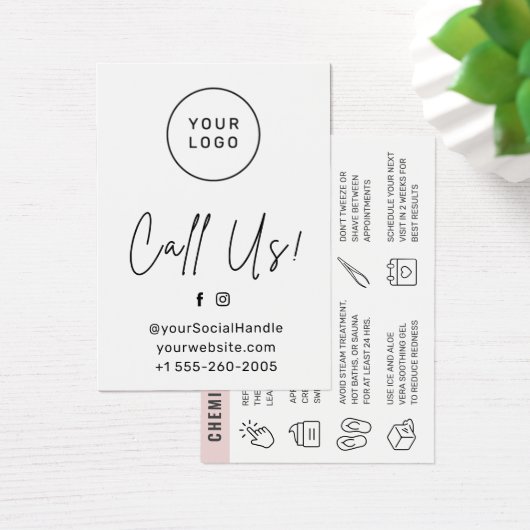 カスタムロゴ任意の色のケミカルピールアフターケアカード (デスク)