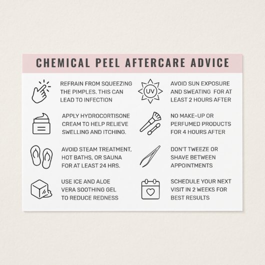 カスタムロゴ任意の色のケミカルピールアフターケアカード (裏面)