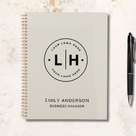 カスタムロゴ企業のビジネスQRニュートラルトーン プランナー手帳