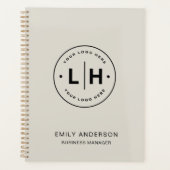 カスタムロゴ企業のビジネスQRニュートラルトーン プランナー手帳 (正面)