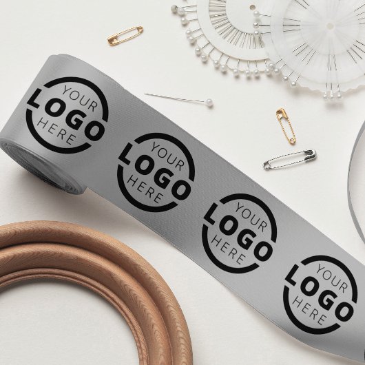 カスタムロゴ企業のプロモーションギフトグレー サテンリボン