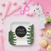 カスタムロゴ会社クリスマスツリー ペーパープレート (パーティー)