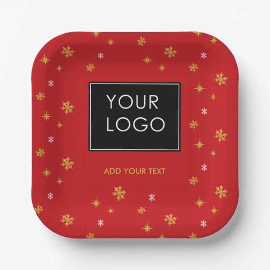 カスタムロゴ会社ビジネスクリスマススノーフレーク ペーパープレート (正面)