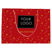 カスタムロゴ会社ビジネスクリスマススノーフレーク ラージペーパーバッグ (裏面)