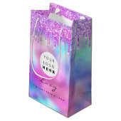 カスタムロゴ会社ピンクドリップホログラフィック スモールペーパーバッグ (裏面アングル)