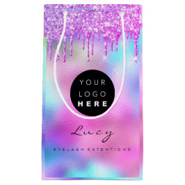 カスタムロゴ会社名グリッター自筆証書 スモールペーパーバッグ