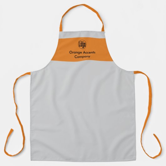 カスタムロゴ会社名グレーオレンジ エプロン (正面)