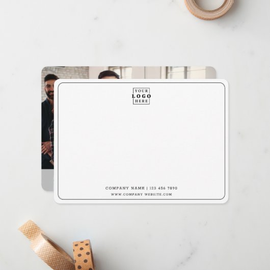 カスタムロゴ会社名ビジネスチーム写真 ノートカード (正面/裏面インサイチュ)