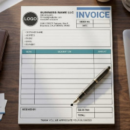 カスタムロゴ入り大型営業用売上伝票/領収書 ノートパッド