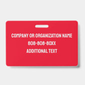 カスタムロゴ入り赤ボランティアID バッジ (裏面)