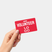 カスタムロゴ入り赤ボランティアID バッジ (手持ち)