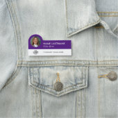 カスタムロゴ写真タイトル紫ホワイト社員 名札 (インサイチュ)