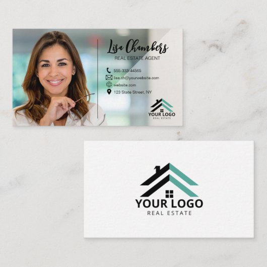カスタムロゴ写真実在不動産代理不動産仲介業者 名刺 (正面/裏面)