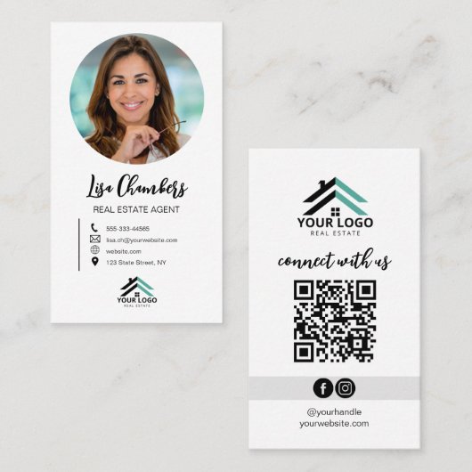 カスタムロゴ写真実在不動産代理不動産仲介業者 名刺 (正面/裏面)