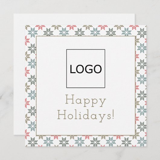 カスタムロゴ写真4ポインセチアのモチーフのクリスマス カード (正面/裏面)