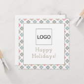 カスタムロゴ写真4ポインセチアのモチーフのクリスマス カード (正面/裏面インサイチュ)