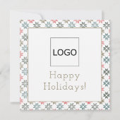 カスタムロゴ写真4ポインセチアのモチーフのクリスマス カード (正面)