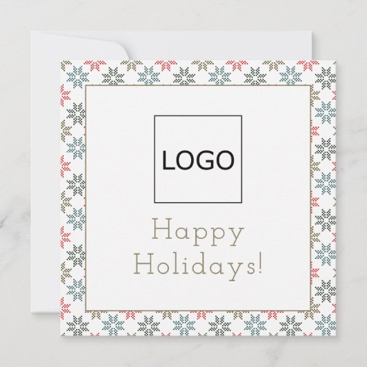 カスタムロゴ写真4ポインセチアのモチーフのクリスマス カード (正面)