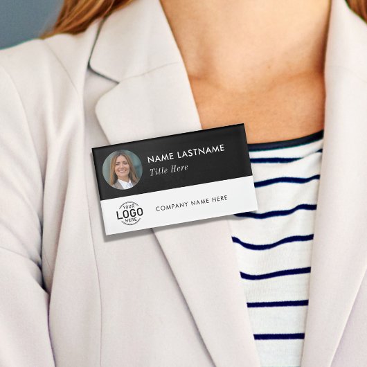 カスタムロゴ写真ID白黒磁気大 名札