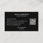 カスタムロゴ写真QRソーシャルメディアブラック 名刺 (裏面)