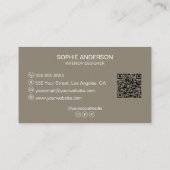 カスタムロゴ写真QRソーシャルメディアTAUPE 名刺 (裏面)