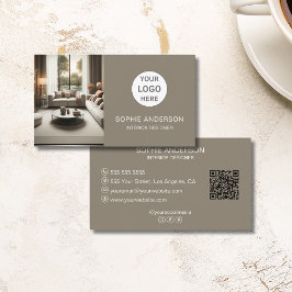 カスタムロゴ写真QRソーシャルメディアTAUPE 名刺