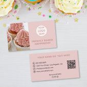 カスタムロゴ写真QRピンクベーカリー 名刺