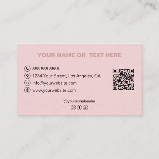 カスタムロゴ写真QRピンクベーカリー 名刺 (裏面)