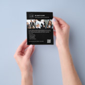 カスタムロゴ写真QRプロフェッショナルブラックビジネス チラシ (手)