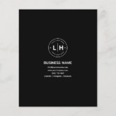 カスタムロゴ写真QRプロフェッショナルブラックビジネス チラシ (裏面)