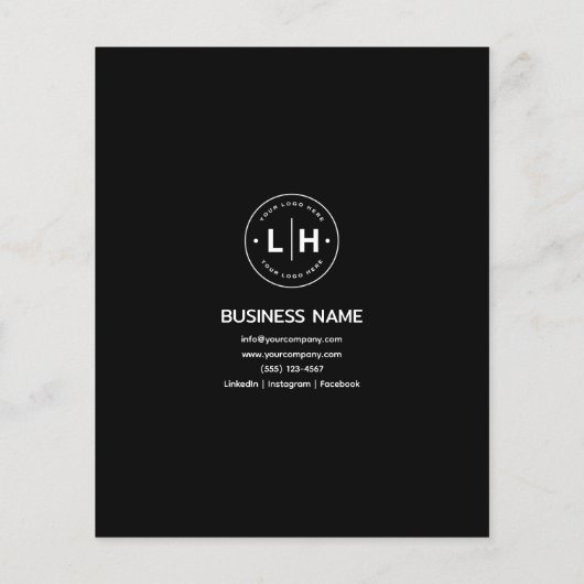 カスタムロゴ写真QRプロフェッショナルブラックビジネス チラシ (裏面)