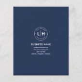 カスタムロゴ写真QRプロフェッショナルブルービジネス チラシ (裏面)