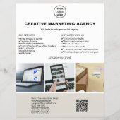 カスタムロゴ写真QRマーケティングビジネスホワイト チラシ (正面)