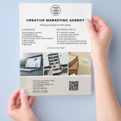 カスタムロゴ写真QRマーケティングビジネスホワイト チラシ (手)