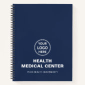 カスタムロゴ医療クリニック ヘルスケア ネイビーブルー ノートブック (正面)