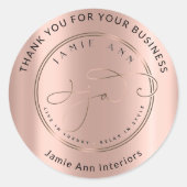 カスタムロゴ名くもの巣バラ金ゴールドありがとう ラウンドシール (正面)