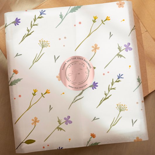 カスタムロゴ名くもの巣バラ金ゴールドありがとう ラウンドシール