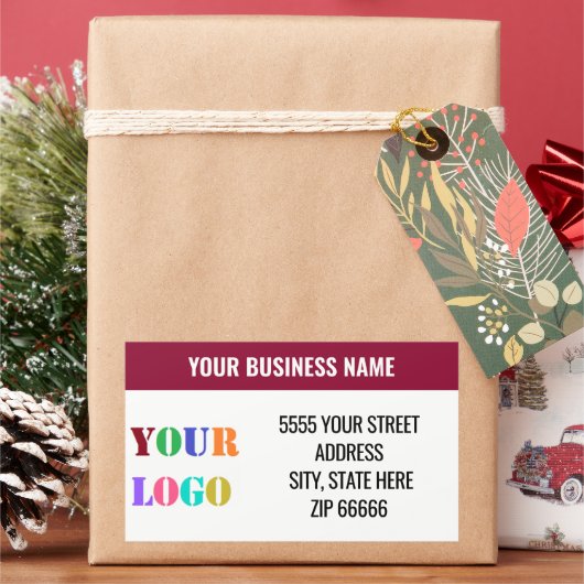 カスタムロゴ名の住所ラパーソナライズされたベル 長方形シール (クリスマス)