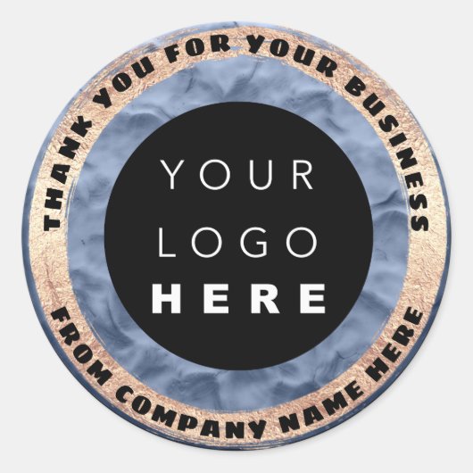 カスタムロゴ名シールゴールデンブルーロゴケーキ甘い ラウンドシール (正面)